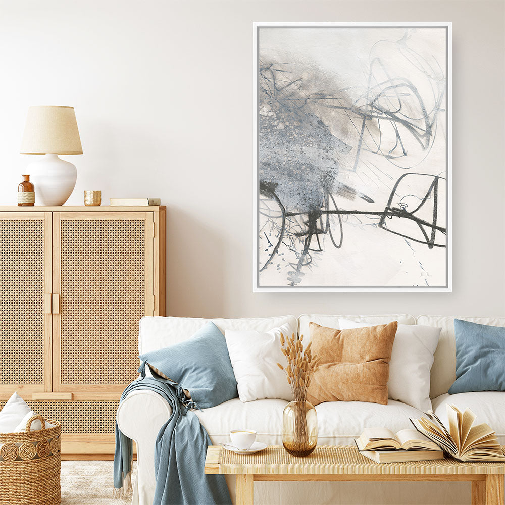 Shop Whats Happening III Neutral Canvas Print a painted abstract themed framed canvas wall art print from The Print Emporium artwork collection - Buy Australian made fine art painting style stretched canvas prints for the home and your interior decor space, TPE-WA-59010-CA-35X46-NF