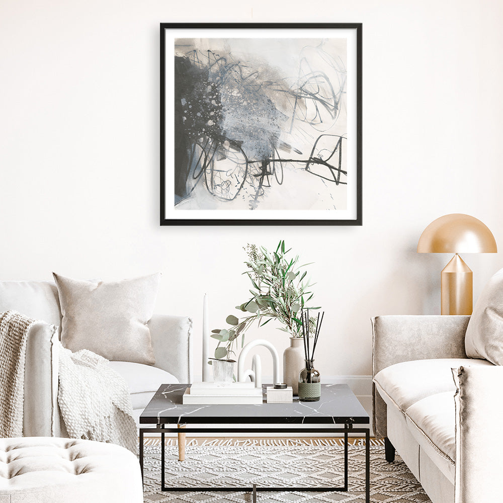 Shop Whats Happening III Neutral (Square) Art Print a painted abstract themed wall art print from The Print Emporium wall artwork collection - Buy Australian made fine art painting style poster and framed prints for the home and your interior decor room, TPE-WA-59010-AP