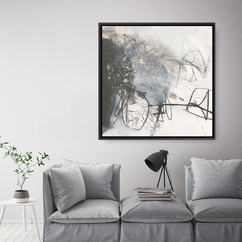 Shop Whats Happening III Neutral (Square) Canvas Print a painted abstract themed framed canvas wall art print from The Print Emporium artwork collection - Buy Australian made fine art painting style stretched canvas prints for the home and your interior decor space, TPE-WA-59010-CA-40X40-NF