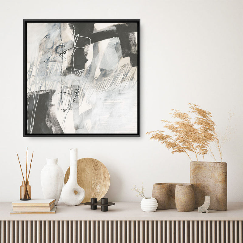 Shop Whats Happening V Neutral (Square) Canvas Print a painted abstract themed framed canvas wall art print from The Print Emporium artwork collection - Buy Australian made fine art painting style stretched canvas prints for the home and your interior decor space, TPE-WA-59011-CA-40X40-NF