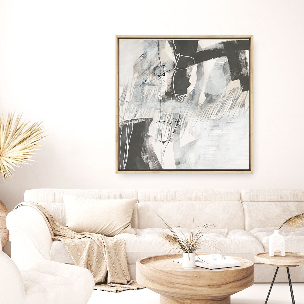 Shop Whats Happening V Neutral (Square) Canvas Print a painted abstract themed framed canvas wall art print from The Print Emporium artwork collection - Buy Australian made fine art painting style stretched canvas prints for the home and your interior decor space, TPE-WA-59011-CA-40X40-NF