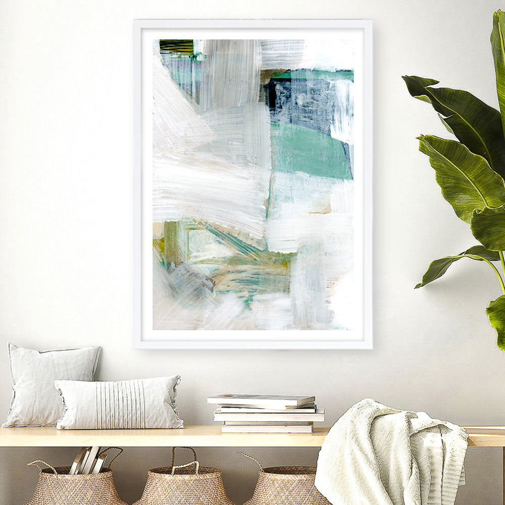 Shop White Blues I Art Print a painted abstract themed wall art print from The Print Emporium wall artwork collection - Buy Australian made fine art painting style poster and framed prints for the home and your interior decor room, TPE-PC-WZ023-AP