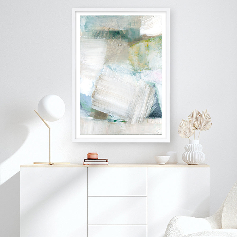 Shop White Blues II Art Print a painted abstract themed wall art print from The Print Emporium wall artwork collection - Buy Australian made fine art painting style poster and framed prints for the home and your interior decor room, TPE-PC-WZ024-AP