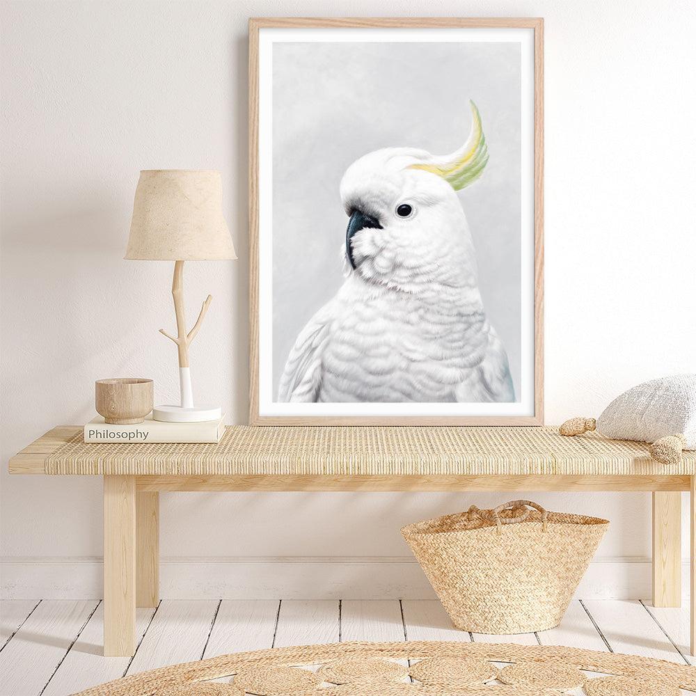 Shop White Cockatoo Art Print a painted bird themed wall art print from The Print Emporium wall artwork collection - Buy Australian made fine art painting style poster and framed prints for the home and your interior decor room, TPE-011-AP