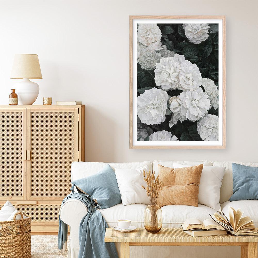Shop White English Roses Art Print a floral themed painted wall art print from The Print Emporium wall artwork collection - Buy Australian made fine art painting style poster and framed prints for the home and your interior decor room, TPE-008-AP