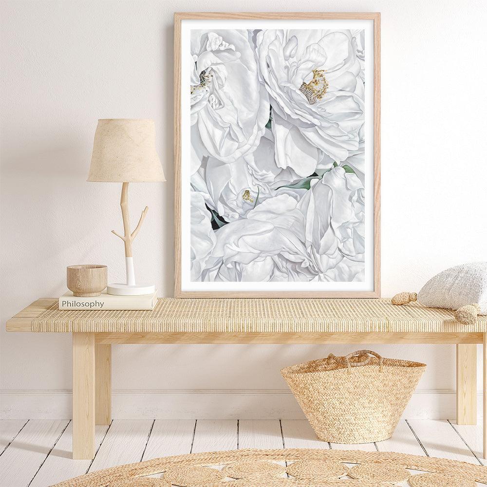 Shop White Flowers Art Print a floral themed painted wall art print from The Print Emporium wall artwork collection - Buy Australian made fine art painting style poster and framed prints for the home and your interior decor room, TPE-026-AP