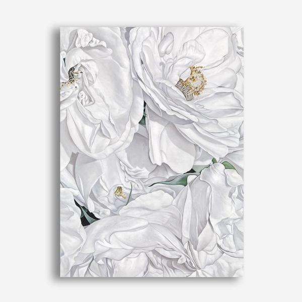 Shop White Flowers Canvas Print a floral themed painted framed canvas wall art print from The Print Emporium artwork collection - Buy Australian made fine art painting style stretched canvas prints for the home and your interior decor space, TPE-026-CA-35X46-NF