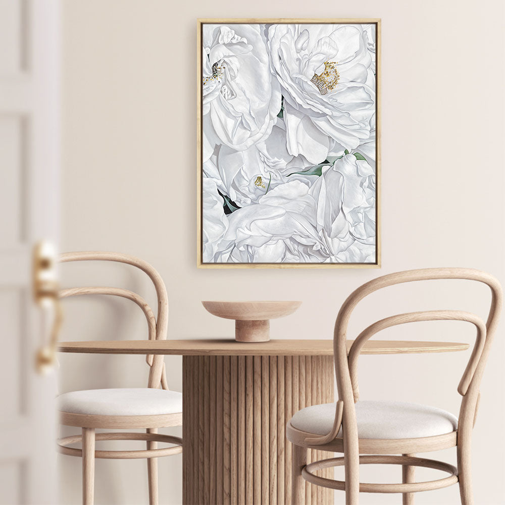 Shop White Flowers Canvas Print a floral themed painted framed canvas wall art print from The Print Emporium artwork collection - Buy Australian made fine art painting style stretched canvas prints for the home and your interior decor space, TPE-026-CA-35X46-NF