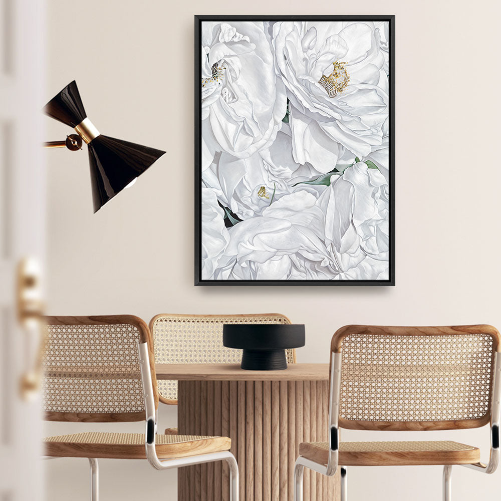 Shop White Flowers Canvas Print a floral themed painted framed canvas wall art print from The Print Emporium artwork collection - Buy Australian made fine art painting style stretched canvas prints for the home and your interior decor space, TPE-026-CA-35X46-NF