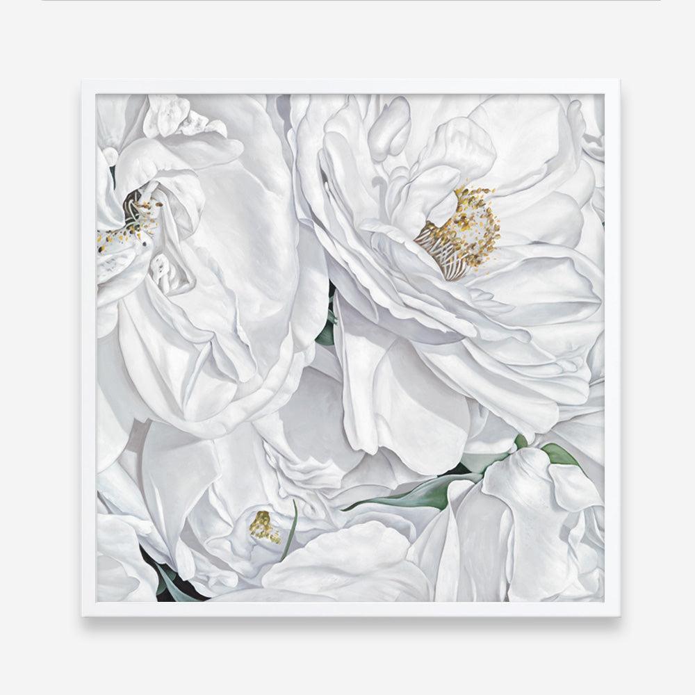 Shop White Flowers (Square) Art Print a floral themed painted wall art print from The Print Emporium wall artwork collection - Buy Australian made fine art painting style poster and framed prints for the home and your interior decor room, TPE-067-AP