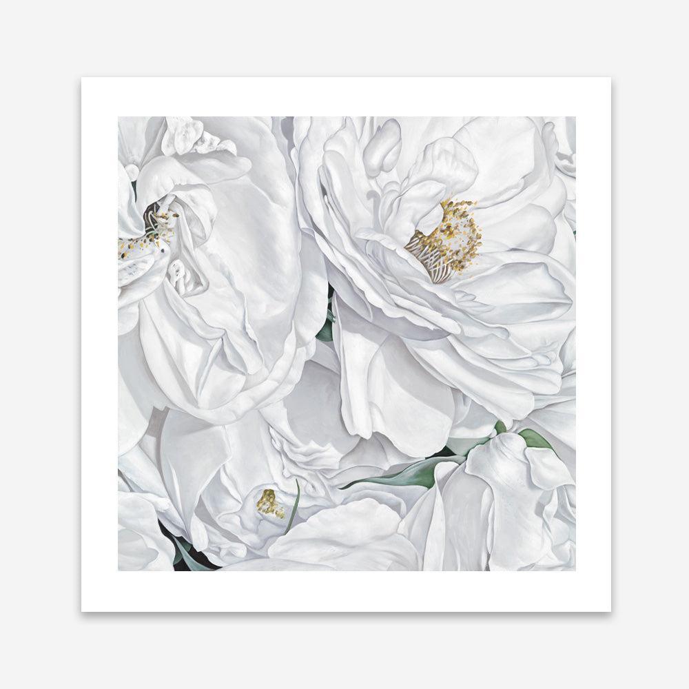 Shop White Flowers (Square) Art Print a floral themed painted wall art print from The Print Emporium wall artwork collection - Buy Australian made fine art painting style poster and framed prints for the home and your interior decor room, TPE-067-AP