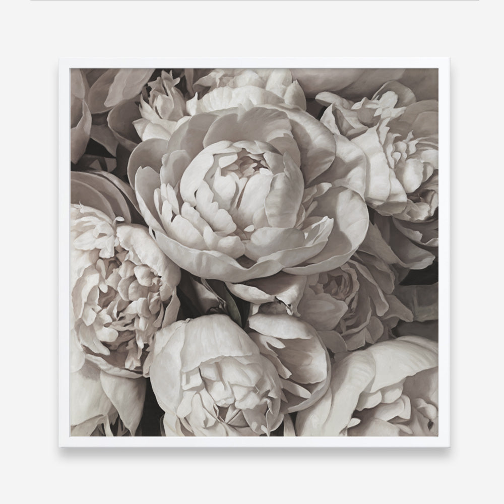 Shop White Peony Buds (Square) Art Print a floral themed painted wall art print from The Print Emporium wall artwork collection - Buy Australian made fine art painting style poster and framed prints for the home and your interior decor room, TPE-384-AP