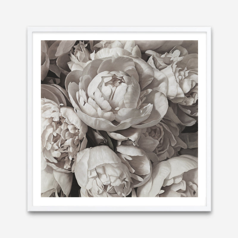 Shop White Peony Buds (Square) Art Print a floral themed painted wall art print from The Print Emporium wall artwork collection - Buy Australian made fine art painting style poster and framed prints for the home and your interior decor room, TPE-384-AP