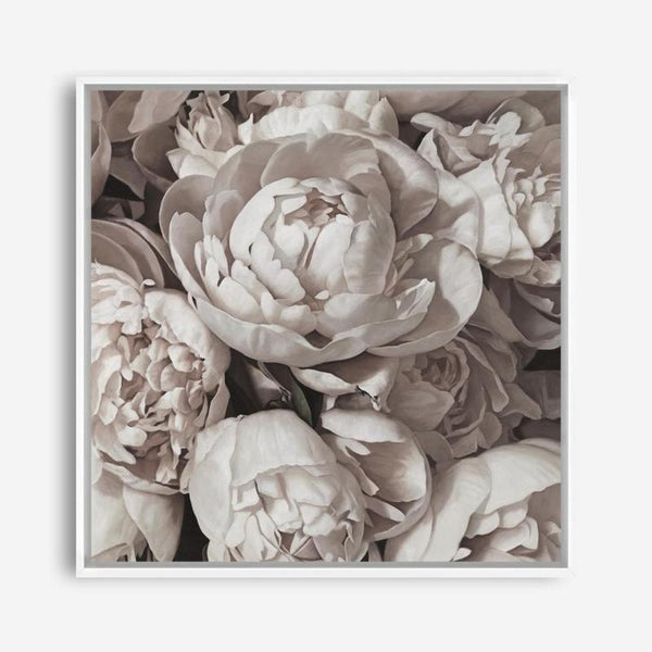 Shop White Peony Buds (Square) Canvas Print a floral themed painted framed canvas wall art print from The Print Emporium artwork collection - Buy Australian made fine art painting style stretched canvas prints for the home and your interior decor space, TPE-384-CA-40X40-NF