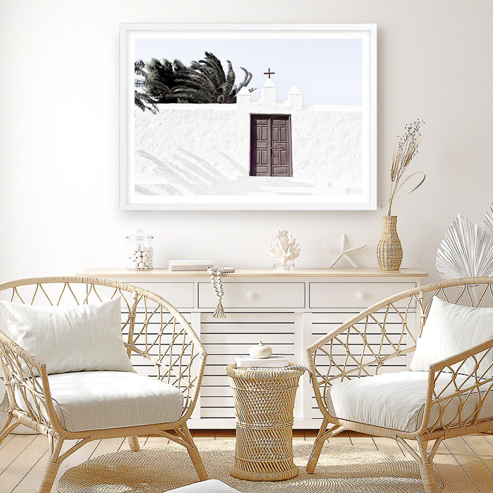 Shop White Spanish Church Photo Art Print a photography wall art print from The Print Emporium wall artwork collection - Buy Australian made fine art poster and framed prints for the home and your interior decor room, TPE-1242-AP