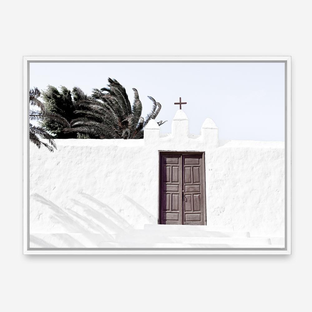 Shop White Spanish Church Photo Canvas Print a photography framed stretched canvas print from The Print Emporium wall artwork collection - Buy Australian made prints for the home and your interior decor space, TPE-1242-CA-35X46-NF