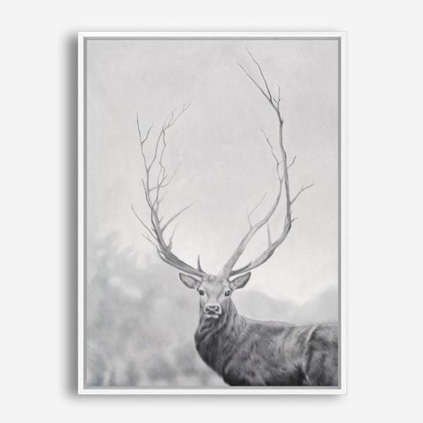 Shop Winter Elk Canvas Print a Hamptons style themed painted framed canvas wall art print from The Print Emporium artwork collection - Buy Australian made fine art painting style stretched canvas prints for the home and your interior decor space, TPE-189-CA-35X46-NF