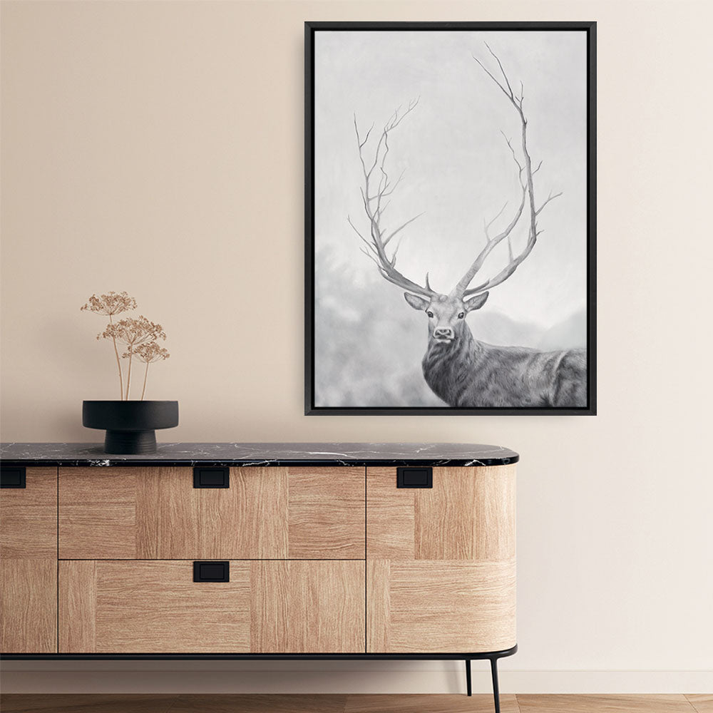 Shop Winter Elk Canvas Print a Hamptons style themed painted framed canvas wall art print from The Print Emporium artwork collection - Buy Australian made fine art painting style stretched canvas prints for the home and your interior decor space, TPE-189-CA-35X46-NF
