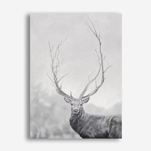 Shop Winter Elk Canvas Print a Hamptons style themed painted framed canvas wall art print from The Print Emporium artwork collection - Buy Australian made fine art painting style stretched canvas prints for the home and your interior decor space, TPE-189-CA-35X46-NF