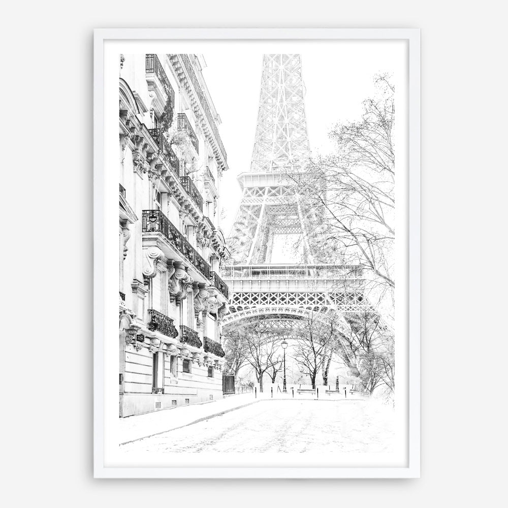 Shop Winter In Paris B&W Photo Art Print an Eiffel Tower France themed photography wall art print from The Print Emporium wall artwork collection - Buy Australian made fine art poster and framed prints for the home and your interior decor room, TPE-608-AP