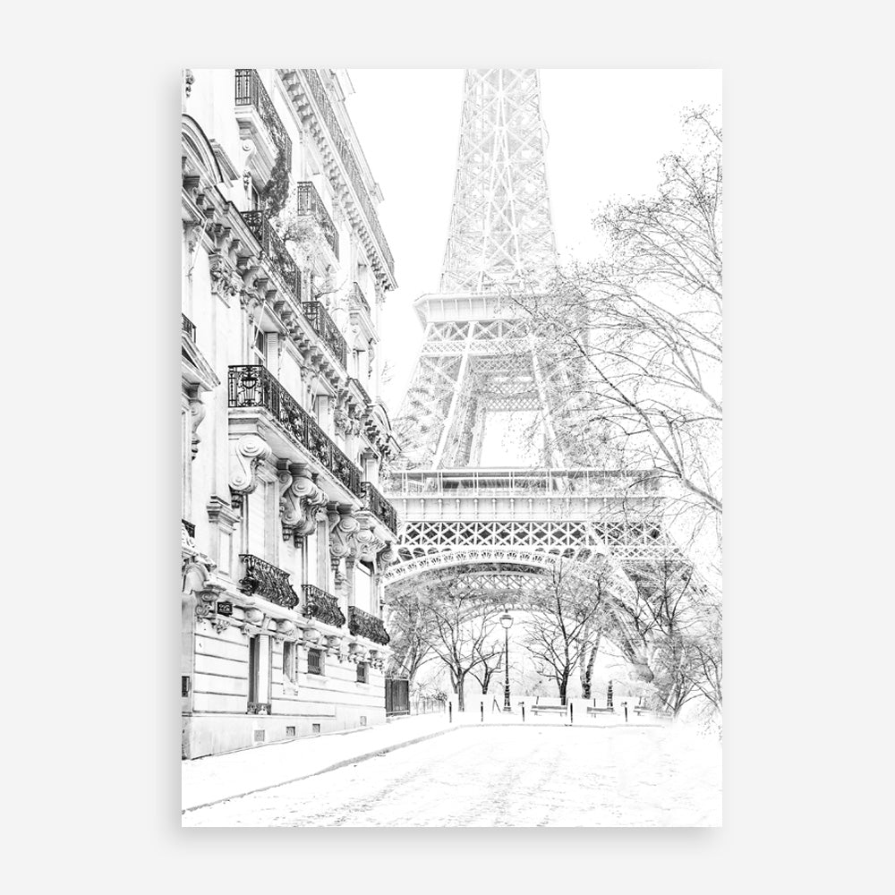Shop Winter In Paris B&W Photo Art Print an Eiffel Tower France themed photography wall art print from The Print Emporium wall artwork collection - Buy Australian made fine art poster and framed prints for the home and your interior decor room, TPE-608-AP