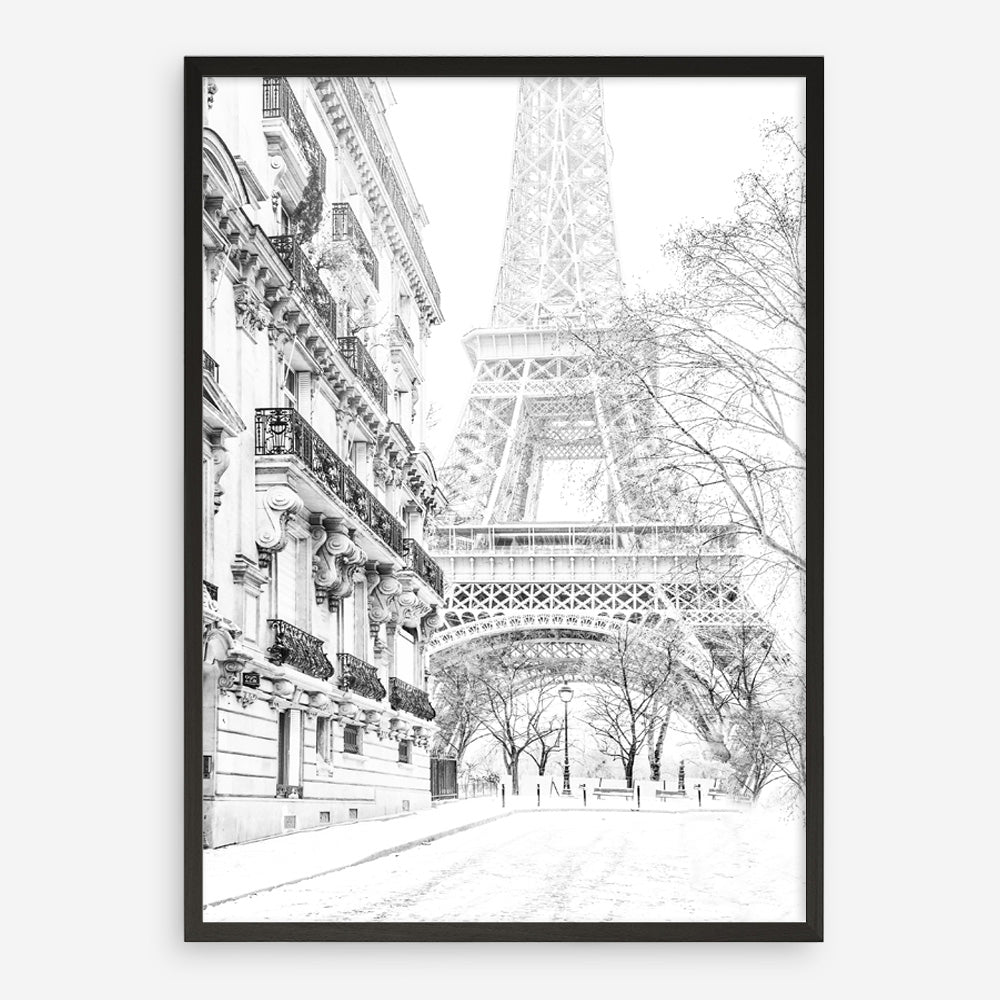 Shop Winter In Paris B&W Photo Art Print an Eiffel Tower France themed photography wall art print from The Print Emporium wall artwork collection - Buy Australian made fine art poster and framed prints for the home and your interior decor room, TPE-608-AP