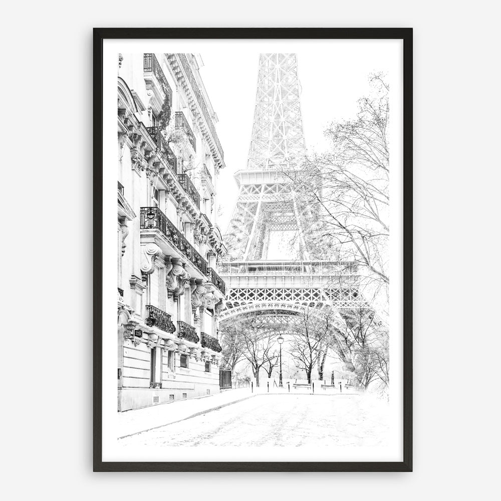 Shop Winter In Paris B&W Photo Art Print an Eiffel Tower France themed photography wall art print from The Print Emporium wall artwork collection - Buy Australian made fine art poster and framed prints for the home and your interior decor room, TPE-608-AP
