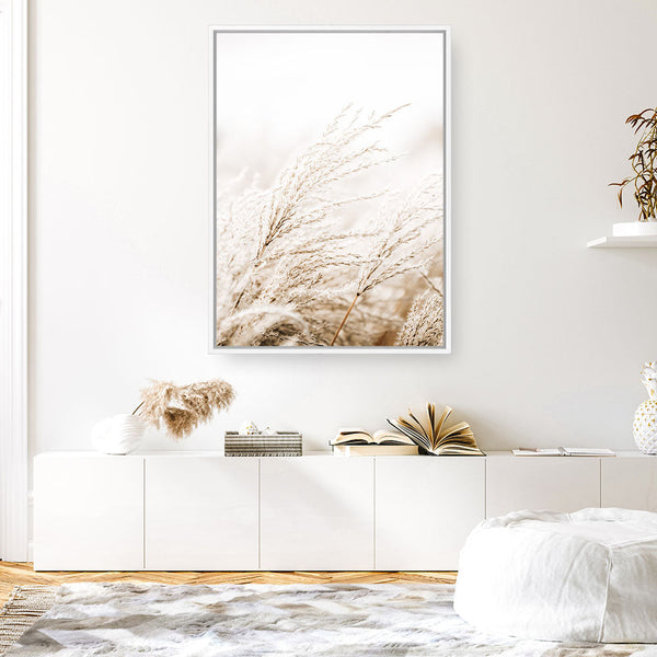 Shop Winter Pampas Reeds Photo Canvas Print a coastal themed photography framed stretched canvas print from The Print Emporium wall artwork collection - Buy Australian made prints for the home and your interior decor space, TPE-1135-CA-35X46-NF