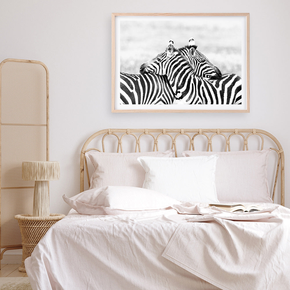 Shop Zebra Hug Photo Art Print a photography wall art print from The Print Emporium wall artwork collection - Buy Australian made fine art poster and framed prints for the home and your interior decor room, TPE-876-AP