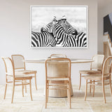 Shop Zebra Hug Photo Canvas Print a photography framed stretched canvas print from The Print Emporium wall artwork collection - Buy Australian made prints for the home and your interior decor space, TPE-876-CA-35X46-NF
