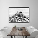 Shop Zebra Hug Photo Canvas Print a photography framed stretched canvas print from The Print Emporium wall artwork collection - Buy Australian made prints for the home and your interior decor space, TPE-876-CA-35X46-NF