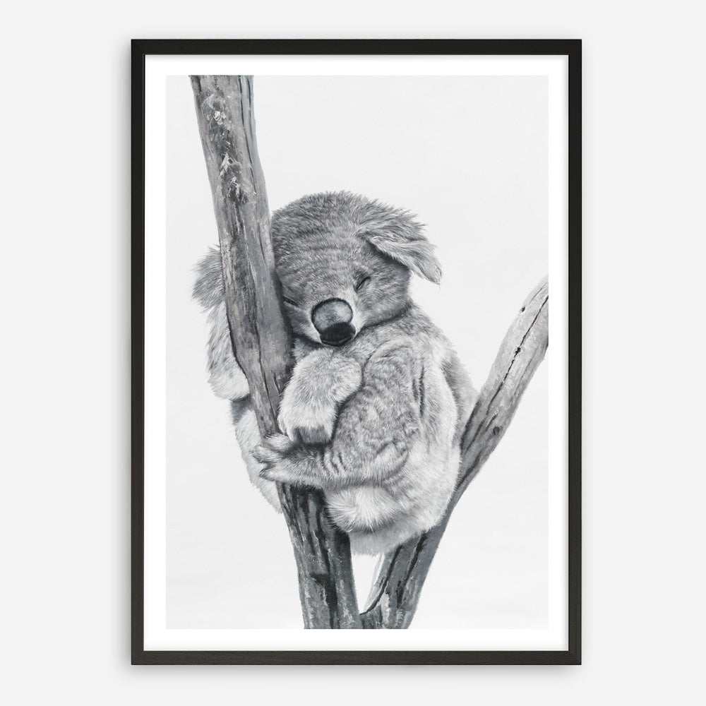 Shop Sleeping Koala Art Print abstract painted design wall artwork prints by The Print Emporium buy Australian made fine art poster and framed canvas wall decor prints for the home and add some interior inspiration for your bedroom living room dining room or home office, TPE-353-AP