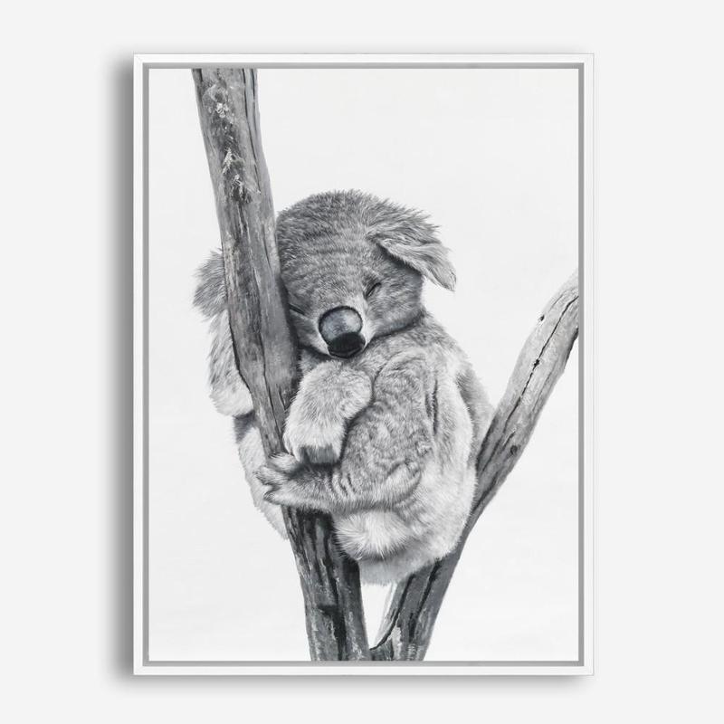 Shop Sleeping Koala Canvas Print abstract painted design wall artwork prints by The Print Emporium buy Australian made fine art poster and framed canvas wall decor prints for the home and add some interior inspiration for your bedroom living room dining room or home officeTPE-353-CA-35X46-NF