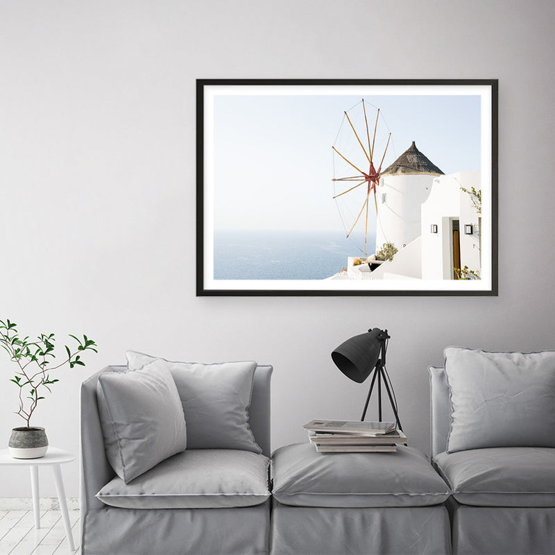Santorini Windmill II Photo Art Print