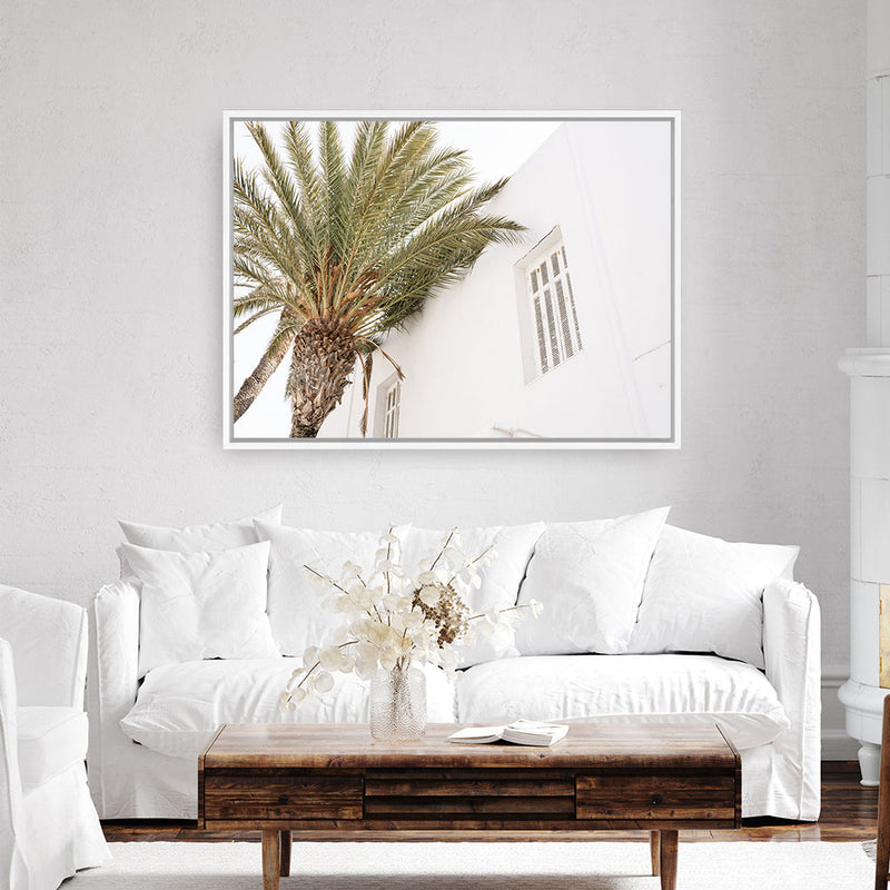 Mykonos Palm Villa I Photo Canvas Print
