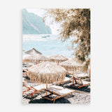 Santorini Beach Parasols Photo Art Print