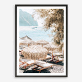 Santorini Beach Parasols Photo Art Print