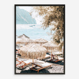 Santorini Beach Parasols Photo Art Print