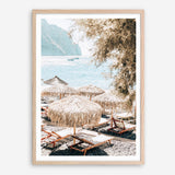 Santorini Beach Parasols Photo Art Print