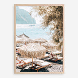 Santorini Beach Parasols Photo Art Print