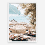 Santorini Beach Parasols Photo Art Print
