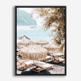 Santorini Beach Parasols Photo Canvas Print
