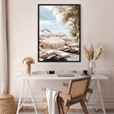 Santorini Beach Parasols Photo Canvas Print