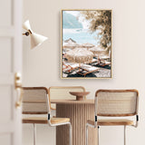 Santorini Beach Parasols Photo Canvas Print