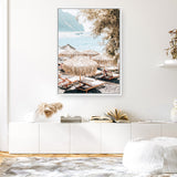 Santorini Beach Parasols Photo Canvas Print