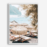 Santorini Beach Parasols Photo Canvas Print