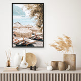 Santorini Beach Parasols Photo Art Print