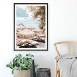 Santorini Beach Parasols Photo Art Print