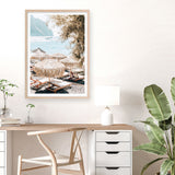 Santorini Beach Parasols Photo Art Print