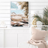 Santorini Beach Parasols Photo Art Print